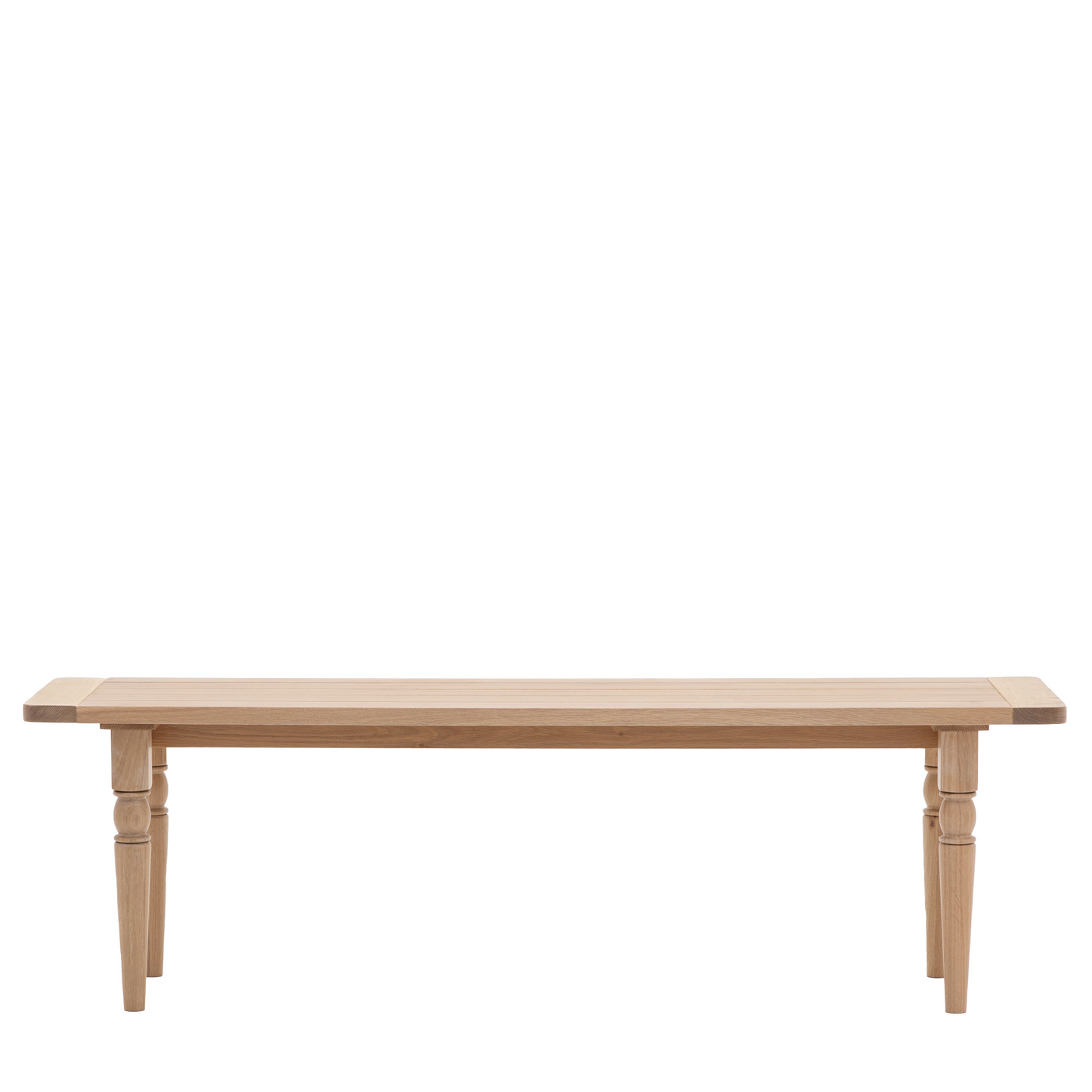 A Buckland Dining Bench in Oak, ideal for interior decor and home furniture.