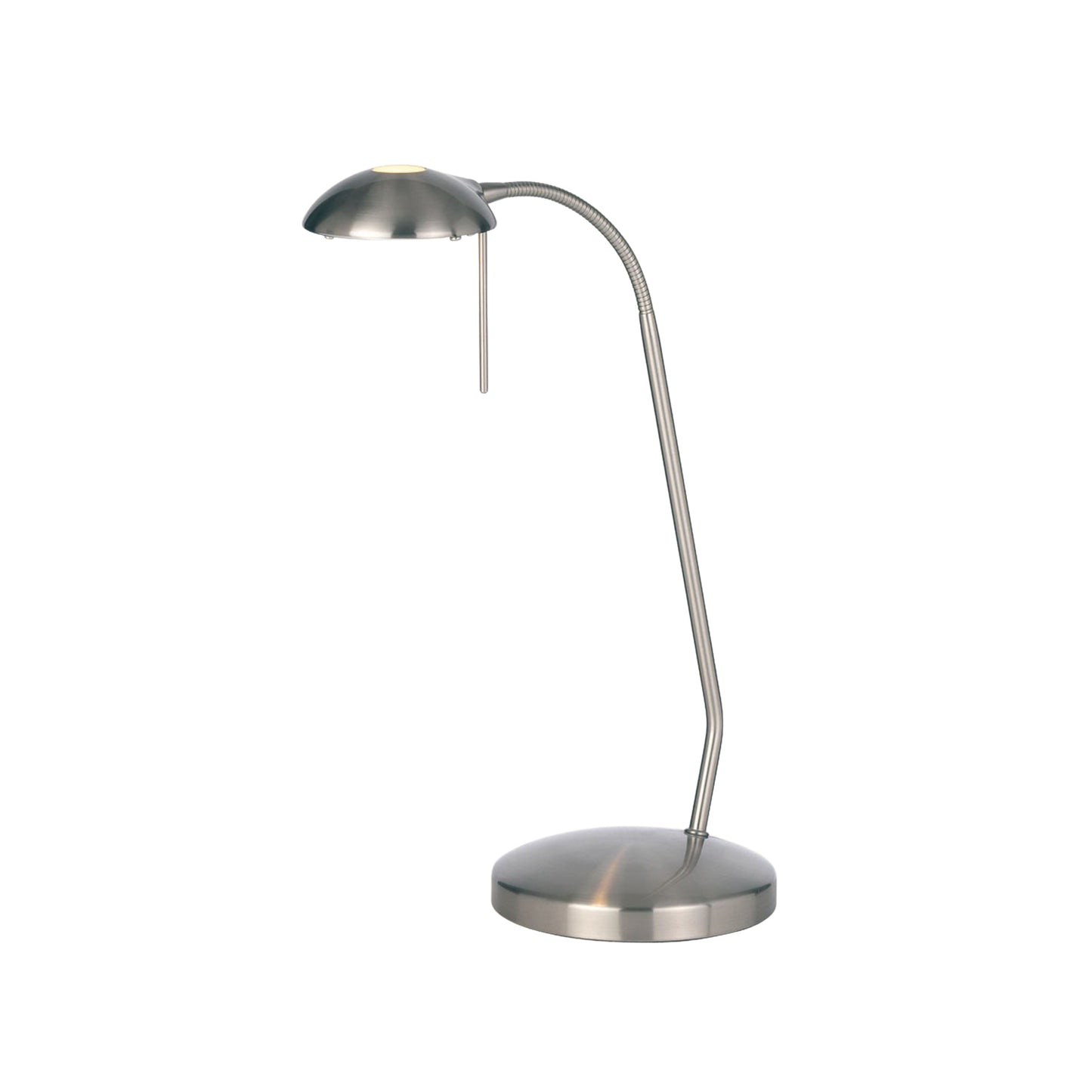 A satin chrome Shaugh Table Lamp with a metal base, perfect for home furniture and interior decor from Kikiathome.co.uk.