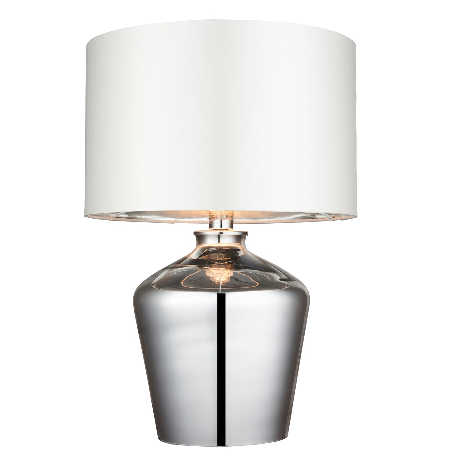 A Waldorf Table Lamp with a white shade, perfect for home interior decor.