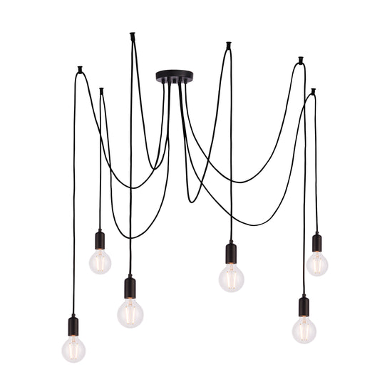 A Studio 6 Cluster Pendant Light Matt Black with five bulbs hanging, perfect for interior decor.