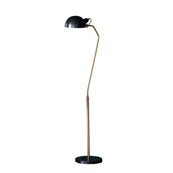 A Lisk Floor Lamp with a black shade on a white background, perfect for interior decor.