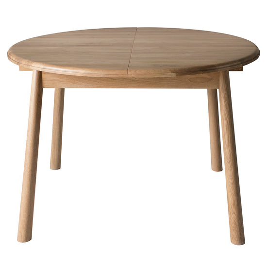 An interior decor piece, this round extending table from Kikiathome.co.uk features a round top and two legs.