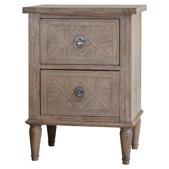 A Belsford 2 Drawer Bedside Table 500x400x665mm for enhancing interior decor.