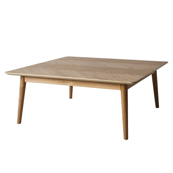 A 1000x1000x400mm Tristford Coffee Table with wooden legs and a wooden top for interior decor from Kikiathome.co.uk.