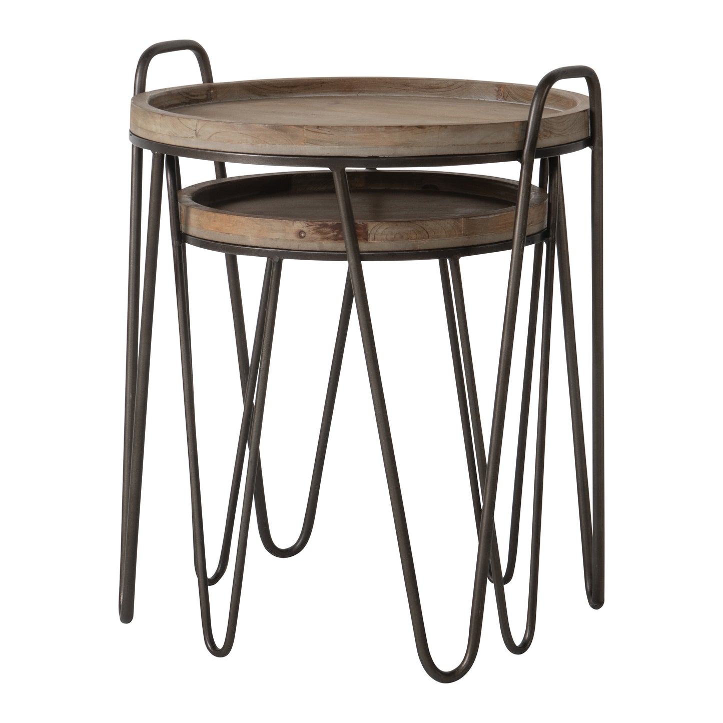 Two Nuffield Nest of 2 Tables505/410x490/395x920/510mm with hairpin legs for home furniture and interior decor.