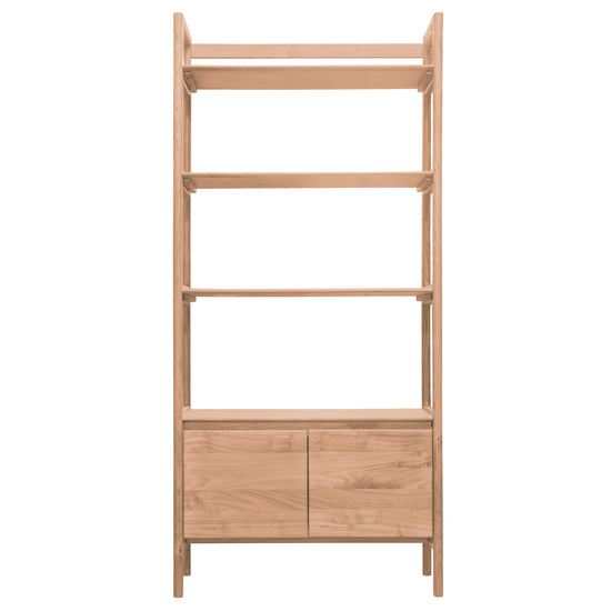 A Kikiathome.co.uk wooden bookcase with shelves and drawers for home interior decor.