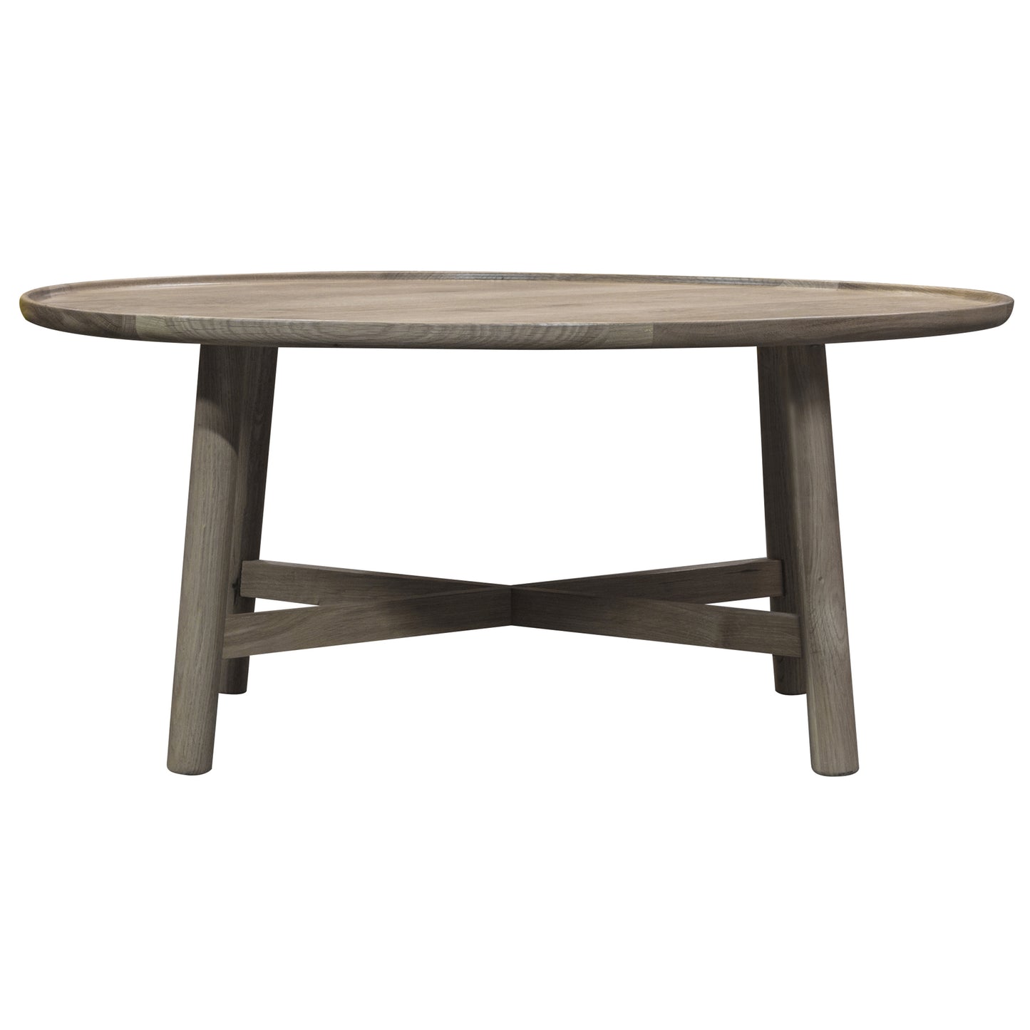 A stylish Wembury Round Coffee Table Grey with a wooden top, perfect for interior decor and home furniture.