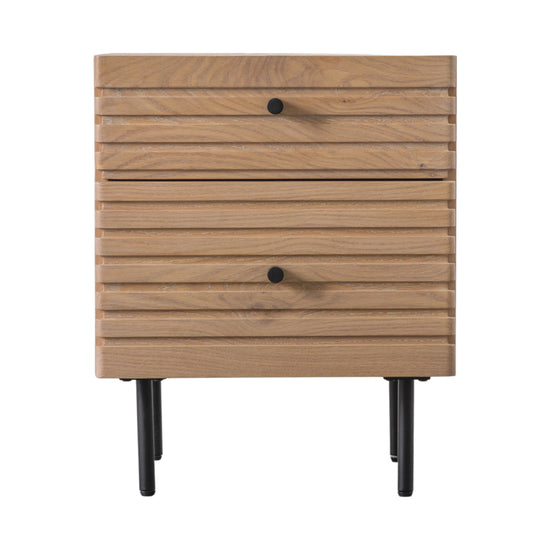 A Tortington 2 Drawer Bedside 450x400x550mm with black legs for home furniture and interior decor from Kikiathome.co.uk.