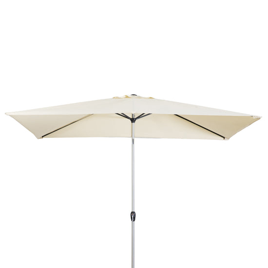 A cream Alwington parasol showcased against a white background, adding elegance to home furniture.
