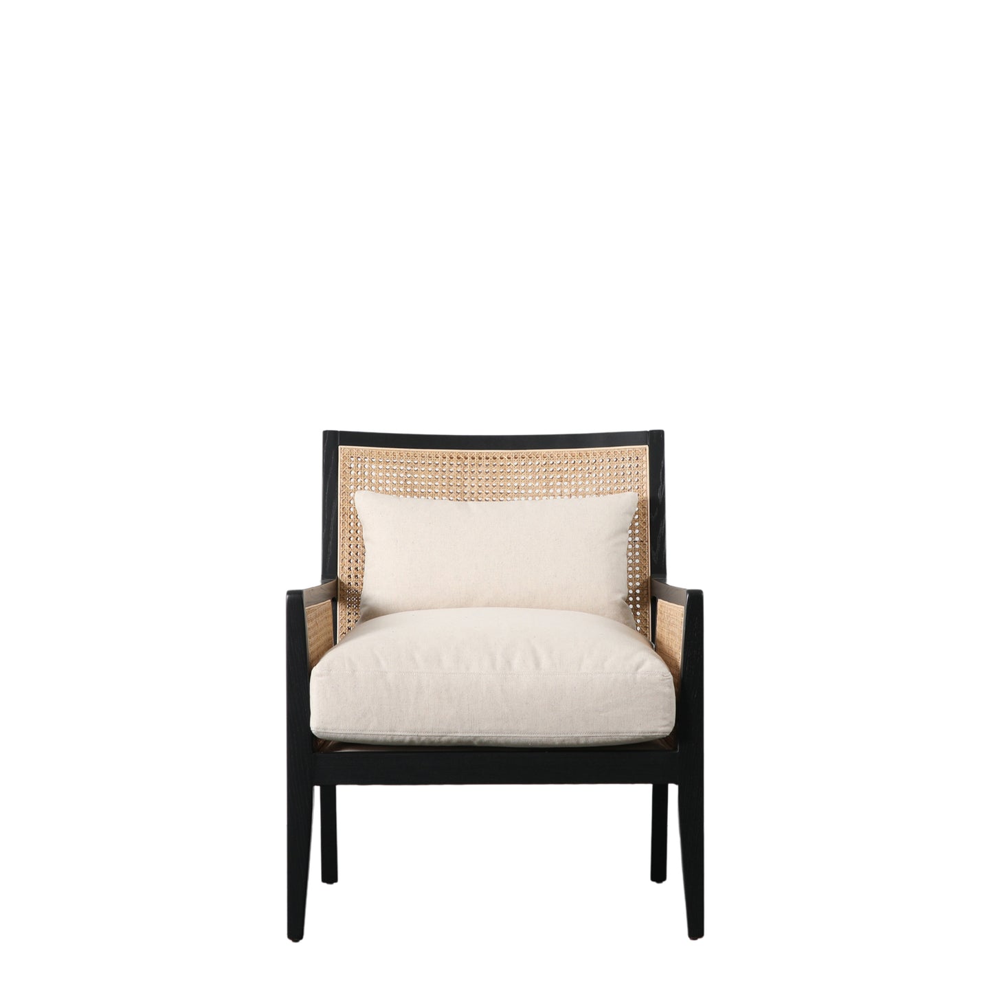 A cream Nagoya armchair with cushion for interior decor.
