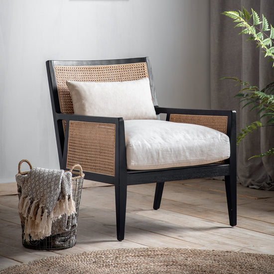 A Nagoya Armchair Cream by Kikiathome.co.uk, perfect for home furniture and interior decor, with a beige cushion.