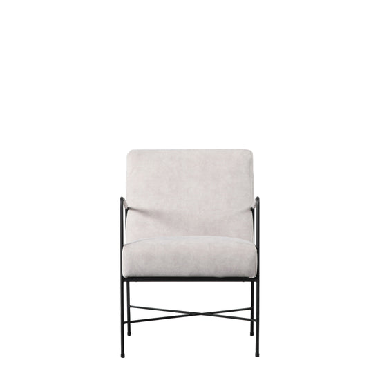 A Frogmore Armchair in White with a black frame for home furniture and interior decor.