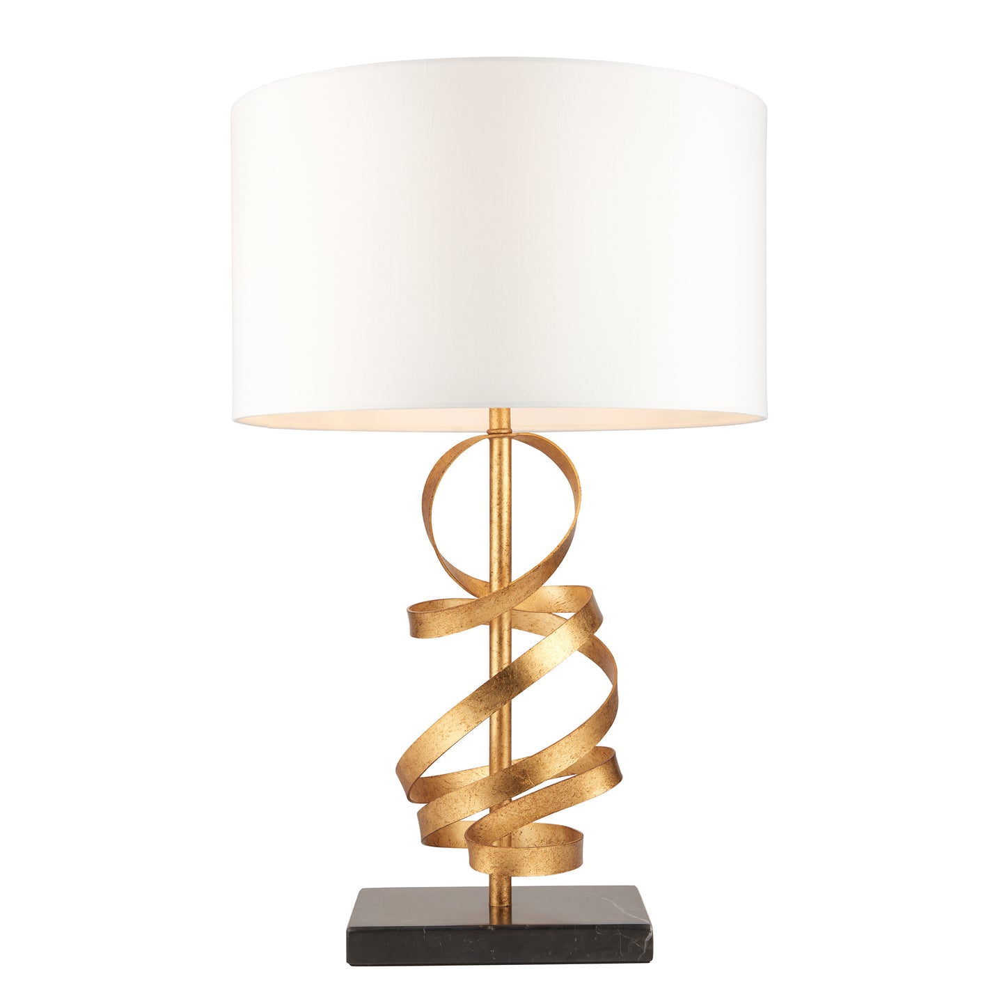 A Godfrey Table Light Gold lamp with a white shade for stylish interior decor from Kikiathome.co.uk.