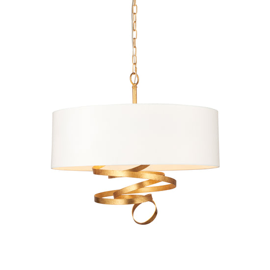 A Godfrey Ceiling Light Gold pendant light with a white shade for stylish home interior decor.