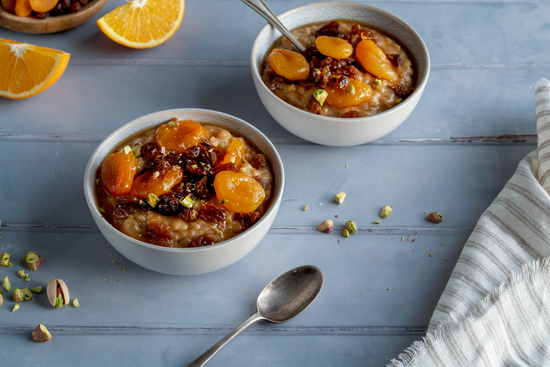 Rice Pudding with Honey-Soaked Fruit