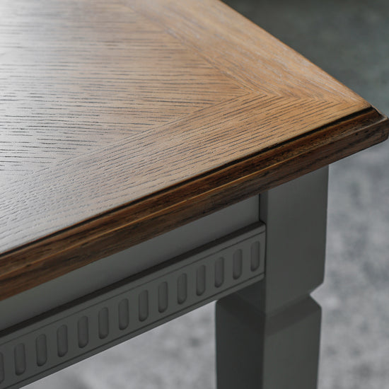 A close up of a Ponsworthy Ext Dining Table Taupe 1860/2360x900x760mm from Kikiathome.co.uk featuring interior decor and home furniture with a wooden