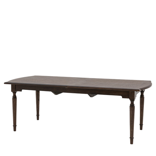 A Manaton Extending Dining Table with a wooden top and legs for interior decor and home furniture.