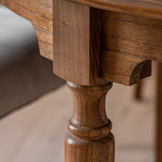 Close up of the legs of a Sweaton Extending Round Table 1200/1600x1200x750mm, a piece of home furniture by Kikiathome.co.uk.