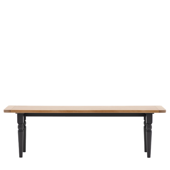 A Buckland Dining Bench in Meteor with black legs suitable for interior decor.