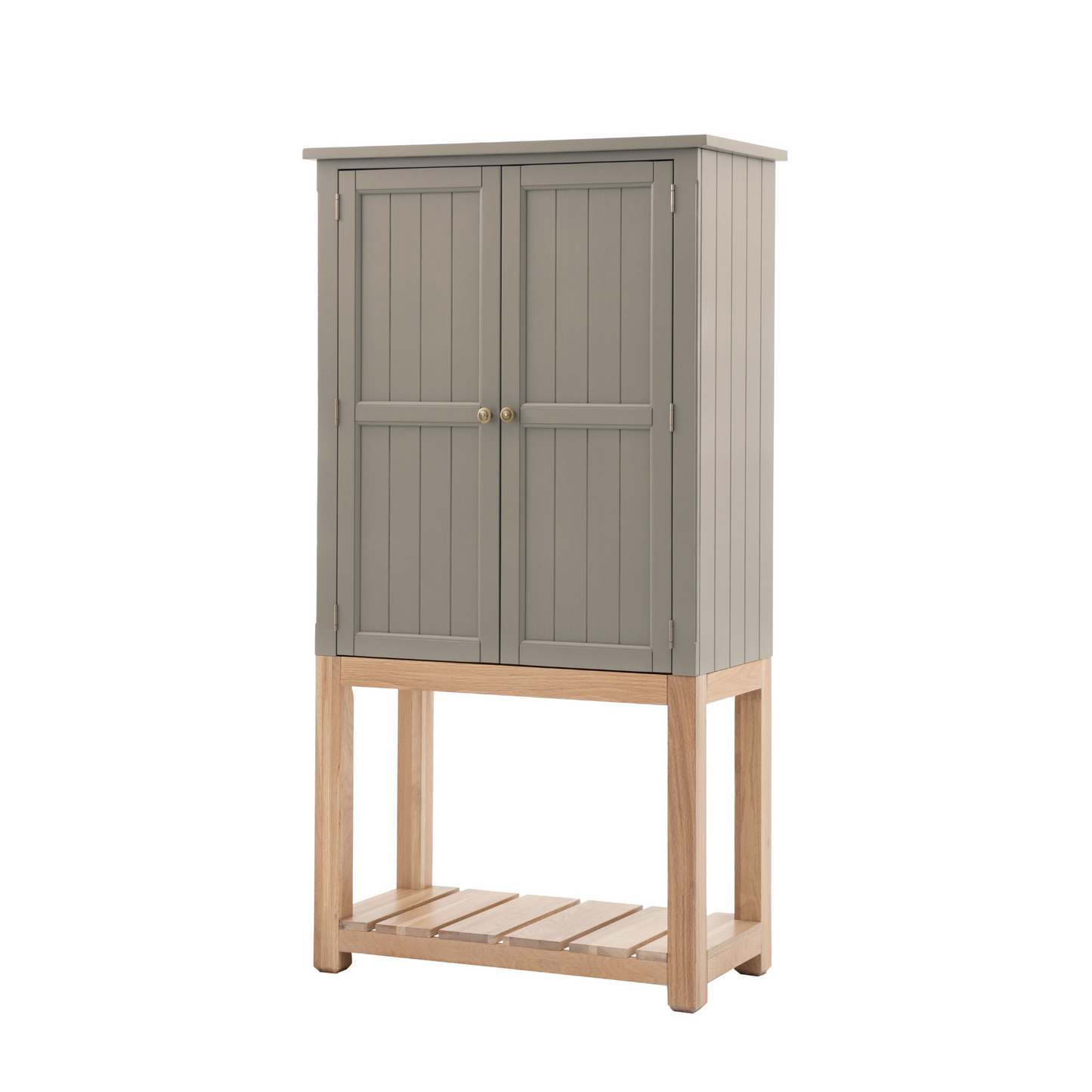 Load image into Gallery viewer, A Buckland 2 Door Storage Cupboard in Prairie with a wooden shelf, perfect for interior decor and home furniture.
