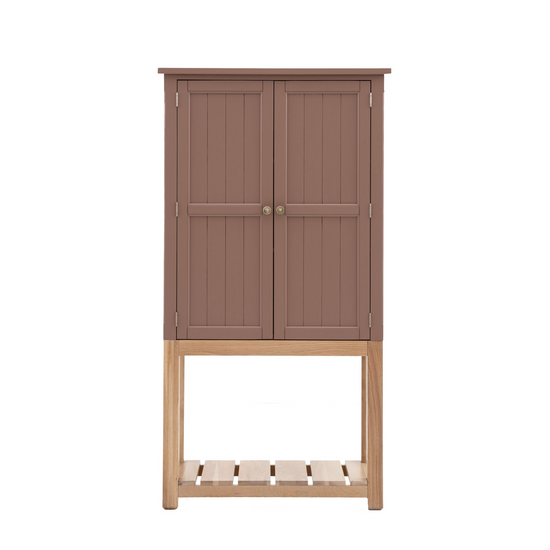 A clay-colored, Buckland 2 Door Storage Cupboard measuring (w)900x(d)450x(h)1700mm, featuring a shelf, perfect for interior decor and home furniture.