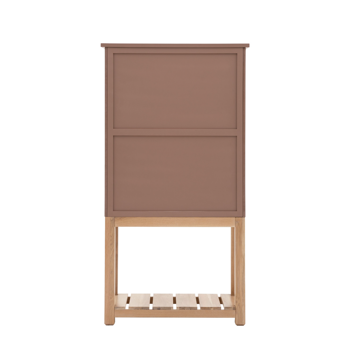 A home furniture storage cupboard from Kikiathome.co.uk with two drawers and a shelf in clay.