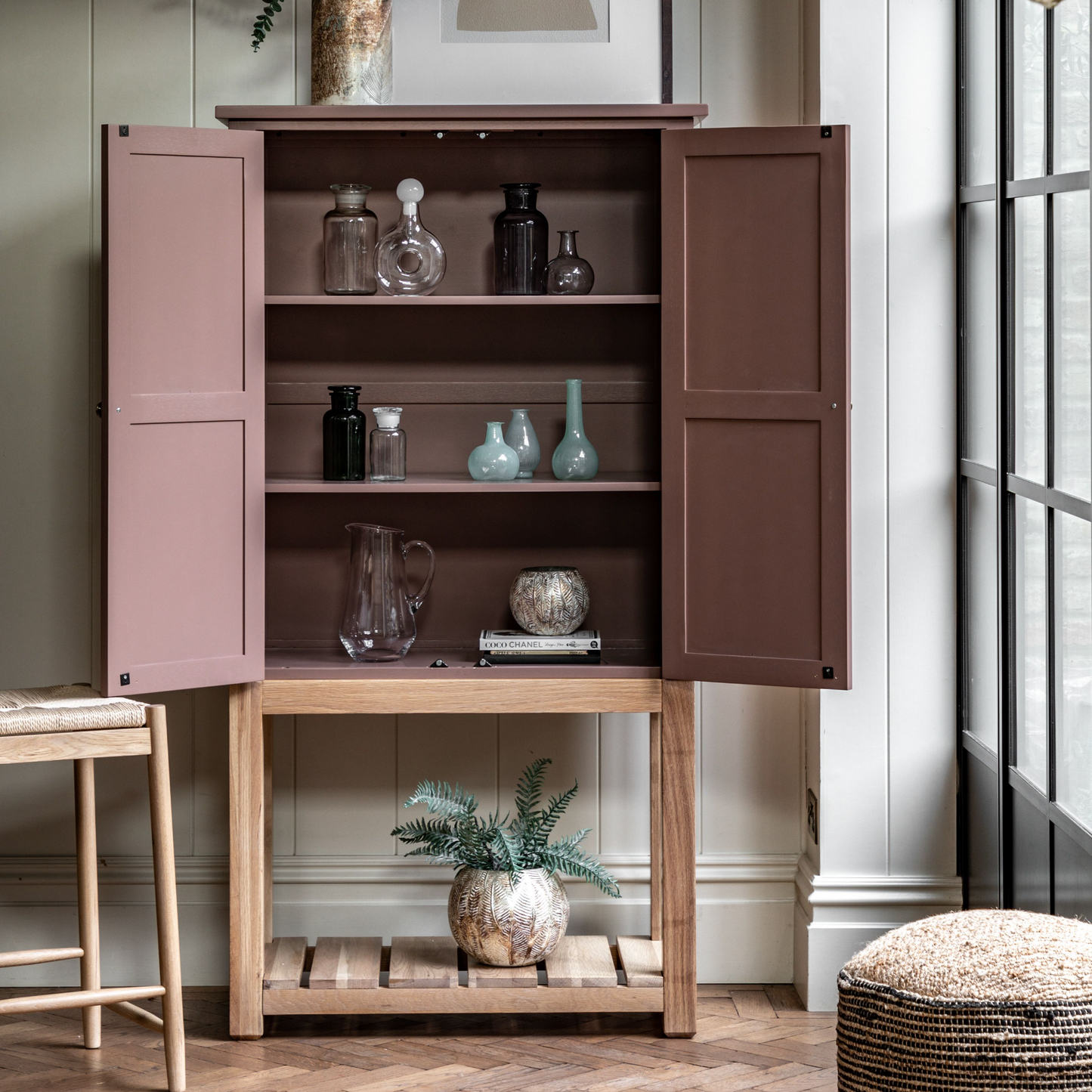 A Buckland 2 Door Storage Cupboard in Clay (w)900x(d)450x(h)1700mm for interior decor.