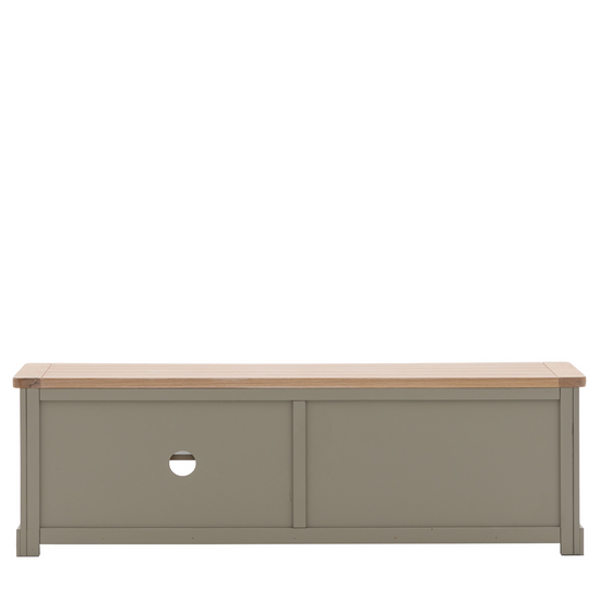 A Buckland Media Unit with two drawers and a wooden top for home furniture and interior decor.