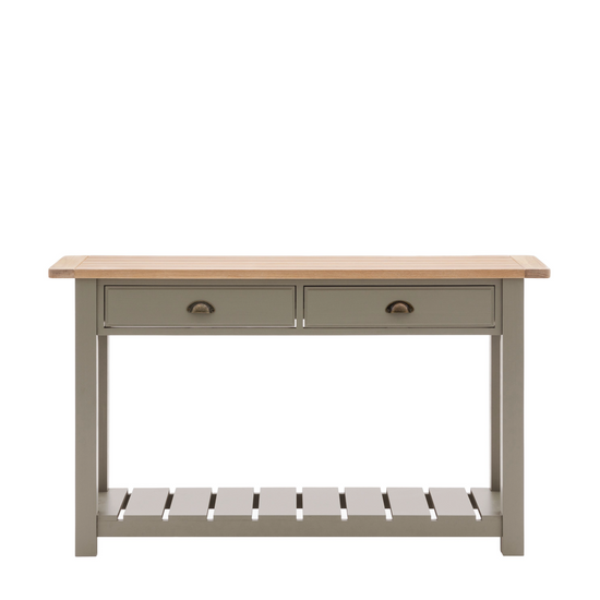A Buckland Console Table (w)1400x(d)380x(h)800mm in Prairie from Kikiathome.co.uk, perfect for interior decor and home furniture, with two drawers