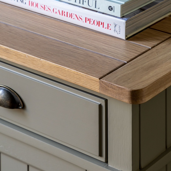 A Prairie home furniture piece - Buckland Sideboard from Kikiathome.co.uk - adorned with a book, perfect for interior decor.