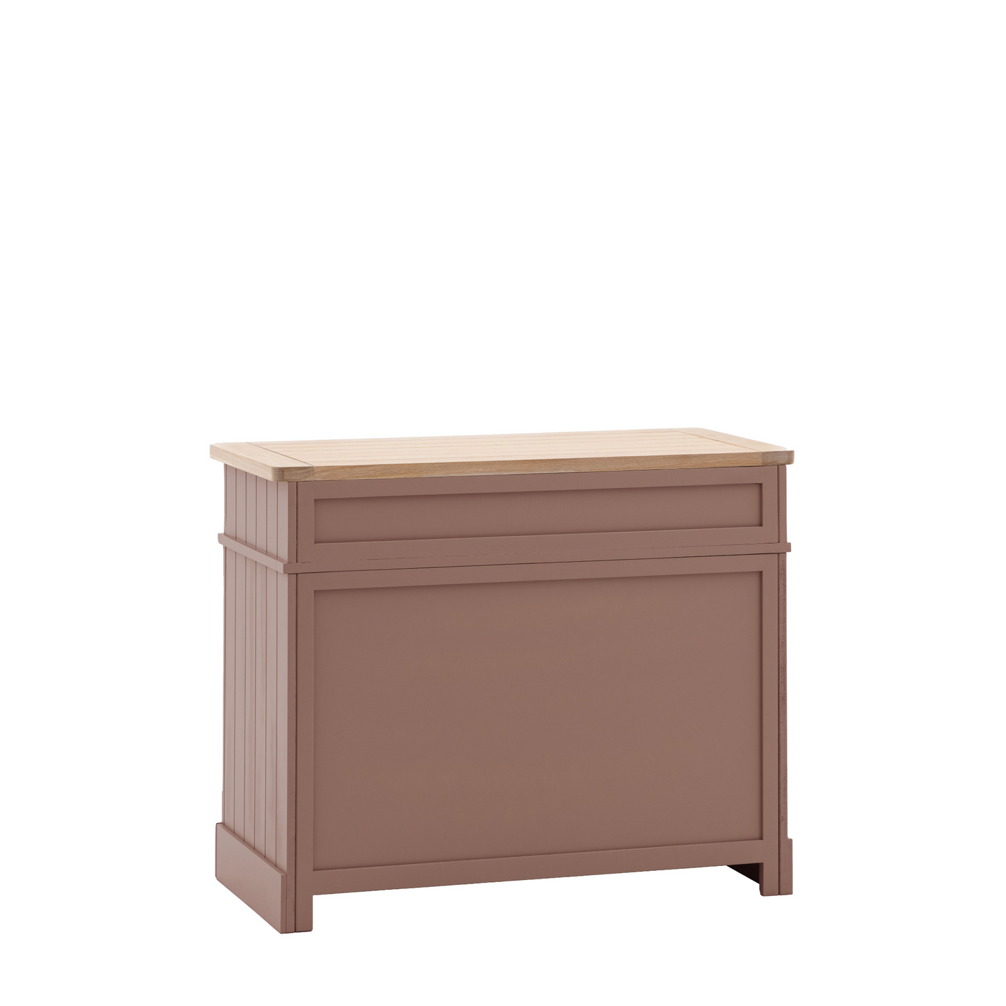 A Buckland 2 Door 1 Drawer Sideboard in Clay with a wooden top for interior decor and home furniture.
