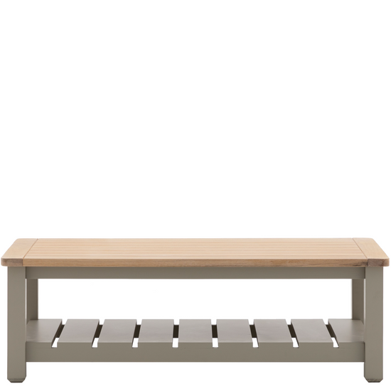 Interior decor, Home furniture: Buckland Coffee Table 1200x600x400mm in Prairie with a shelf on top.