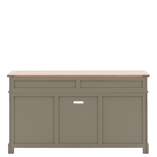 A Prairie sideboard featuring two drawers and a wooden top for home furniture and interior decor.