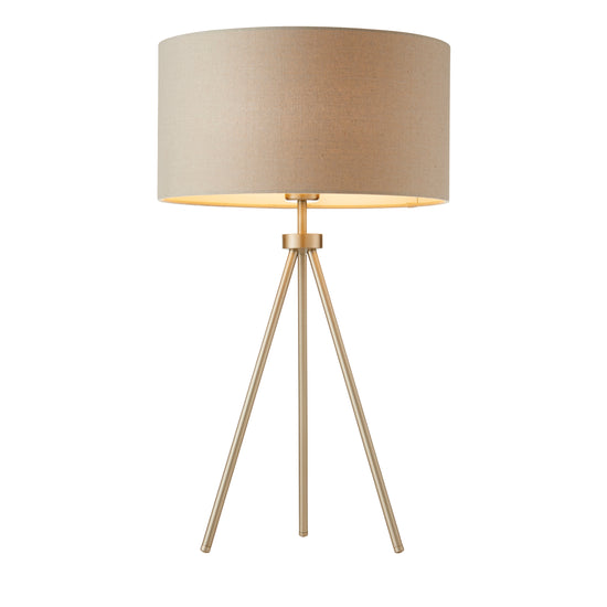 A Kikiathome.co.uk Tri Table Lamp with a beige shade for interior decor.