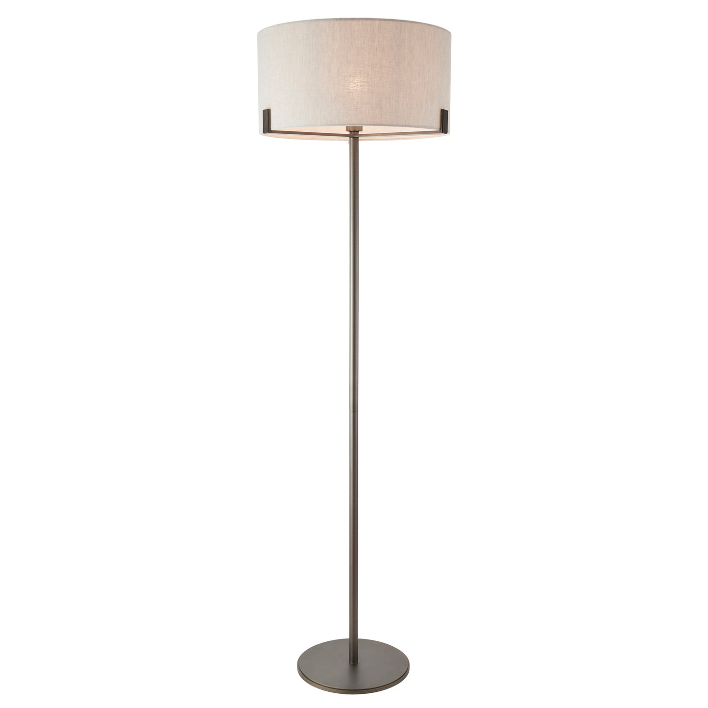 A Hayfield Floor Lamp in Bronze/Natural with a white shade, perfect for interior decor and home furniture enthusiasts from Kikiathome.co.uk.