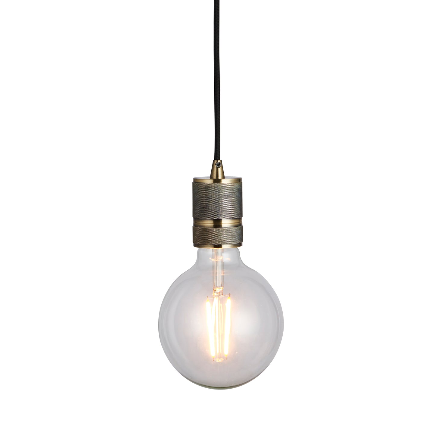 An Urban Pendant Light Antique Brass hanging from a chain on a white background from Kikiathome.co.uk, offering interior decor and home furniture.