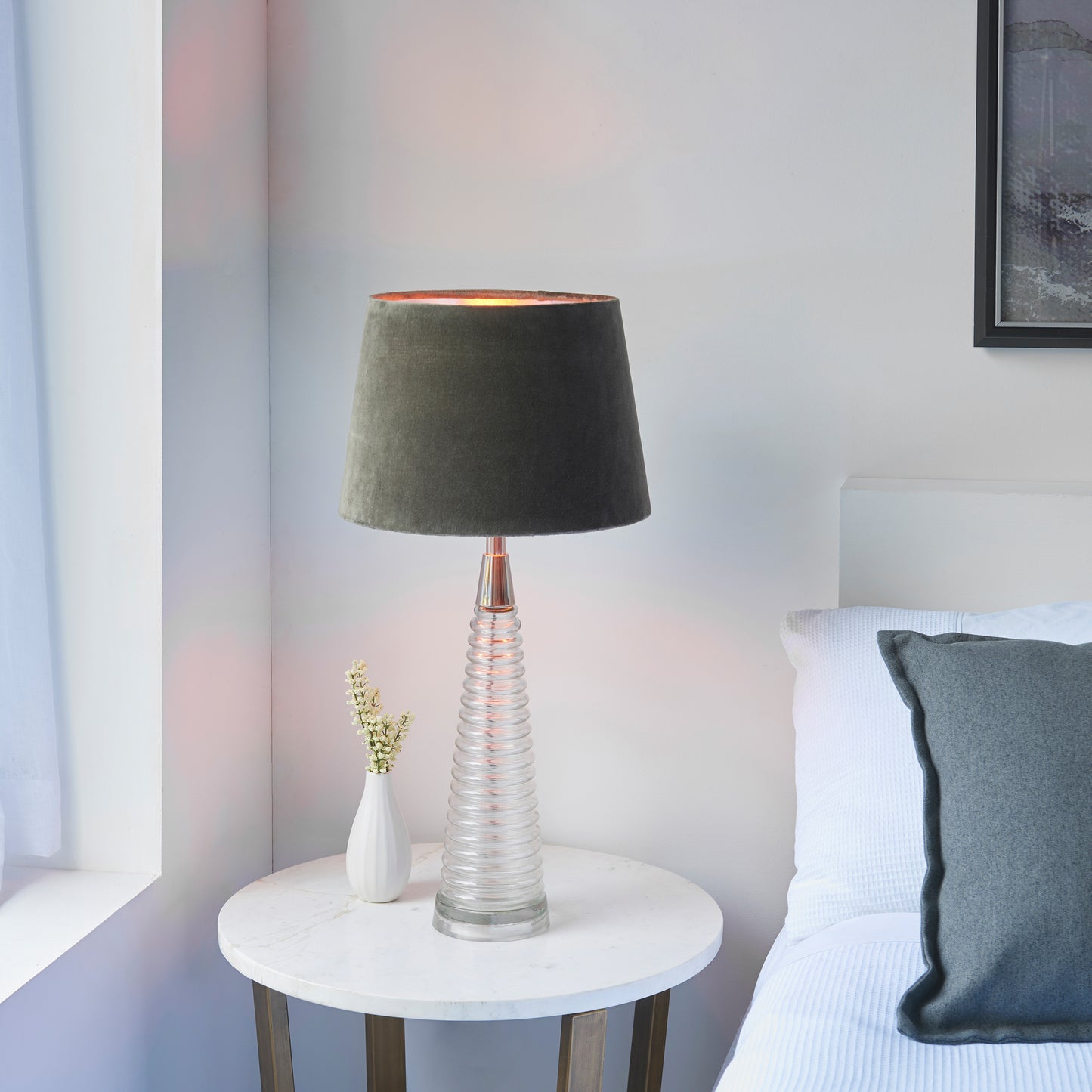 A Naia 1 Table Light Clear Glass & Mocha by Kikiathome.co.uk as home furniture in a room with interior decor.