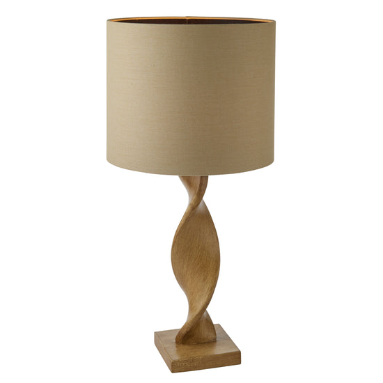 Load image into Gallery viewer, A beige shade ash table lamp for interior decor from Kikiathome.co.uk.
