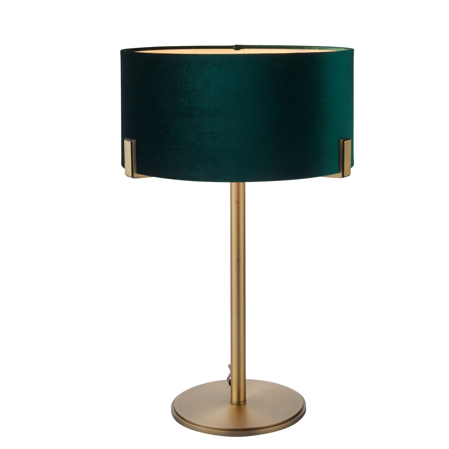 A vintage Hayfield Table Lamp with a green shade, perfect for interior decor.