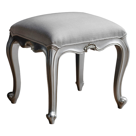 A silver dressing stool from Kikiathome.co.uk for home decor and interior furnishing.