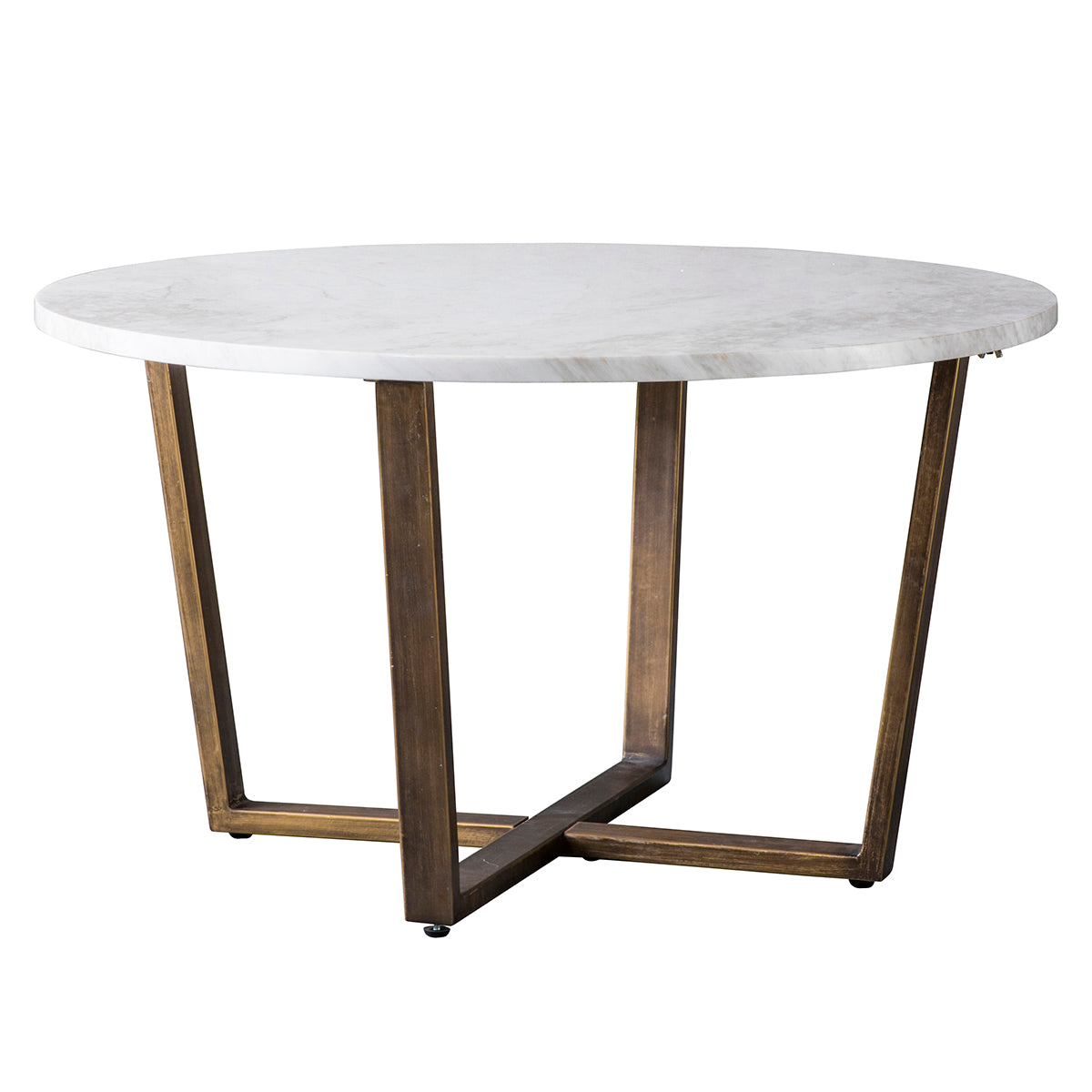 A Hallsand Round Coffee Table Marble 800x800x450mm with brass legs for interior decor.