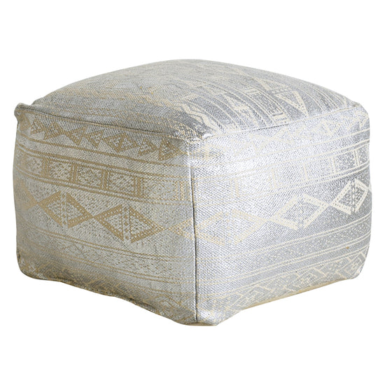 A geometric-patterned Metallica Pouffe for interior decor from Kikiathome.co.uk.