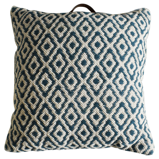 An interior decor item for home furniture, the Sigtuna Floor Cushion Teal 750x750mm by Kikiathome.co.uk features a diamond pattern.