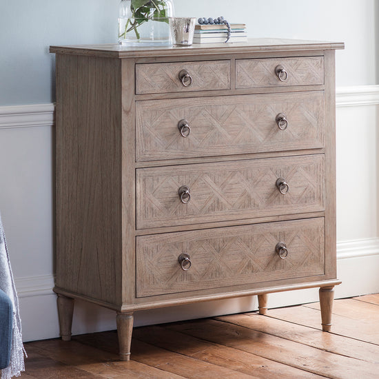 A Belsford 5 Drawer Chest 900x450x1019mm from Kikiathome.co.uk, a stylish addition to your home furniture and perfect for interior decor in a room with