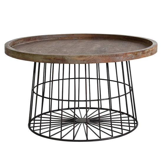 Load image into Gallery viewer, A Menzies Coffee Table 800x800x450mm by Kikiathome.co.uk, perfect for home furniture and interior decor, featuring a wire basket on top.
