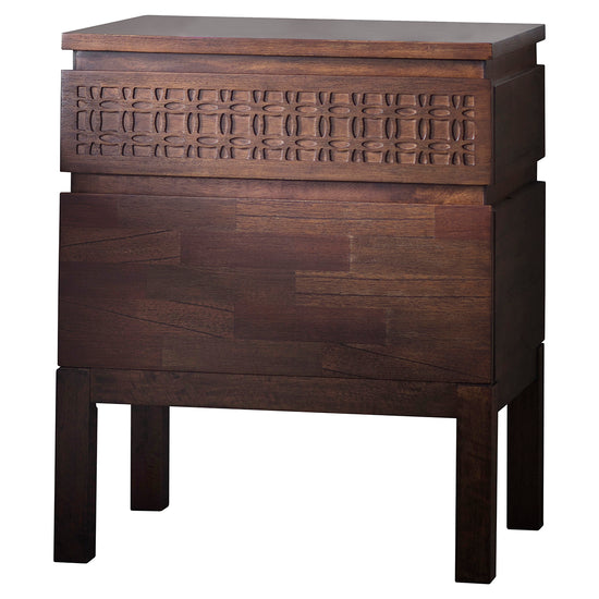 A Dartington Retreat Bedside 2 Drawer Chest 500x400x600mm with an intricate interior decor design from Kikiathome.co.uk.