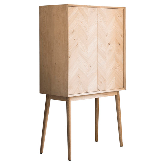 A Tristford 2 Door Cocktail Cabinet 850x430x1570mm from Kikiathome.co.uk, the perfect addition to your interior decor and home furniture, featuring a wooden top