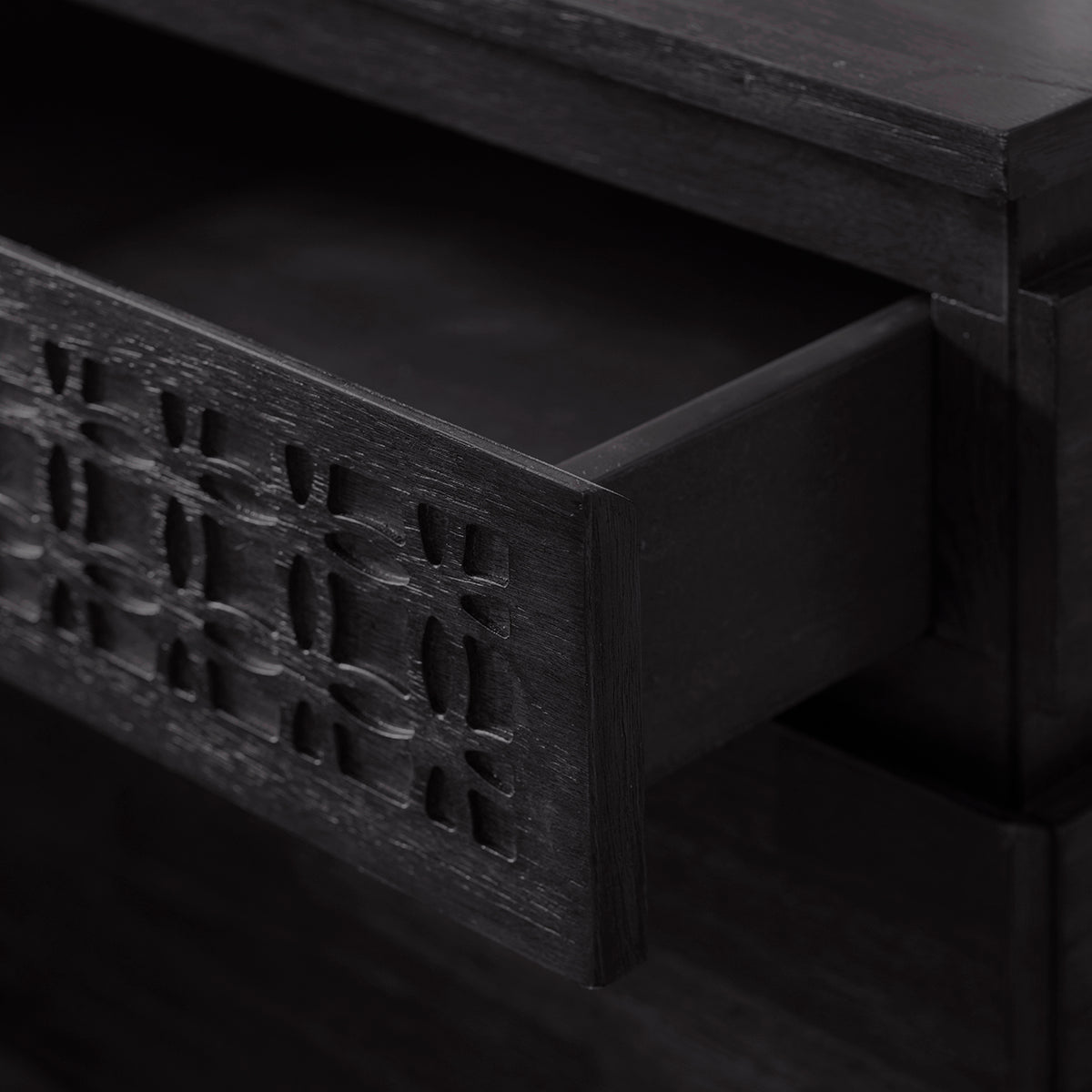A close up of a Dartington Boutique Bedside 2 Drawer Chest nightstand, perfect for interior decor and home furniture.