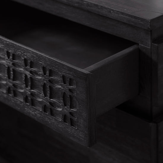 A close up of a Dartington Boutique Bedside 2 Drawer Chest nightstand, perfect for interior decor and home furniture.