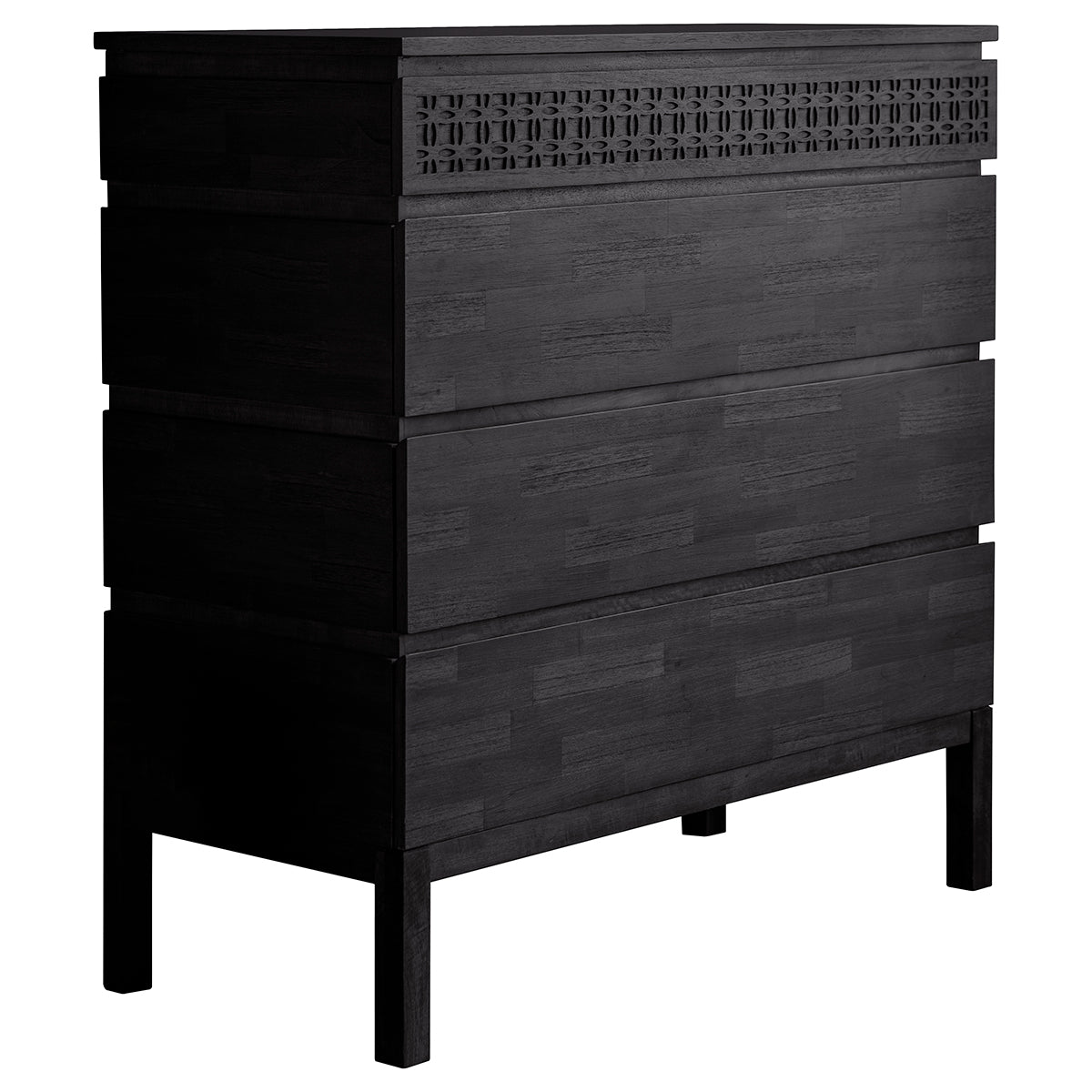 A Dartington Boutique 4 Drawer Chest for interior decor displayed against a white background.